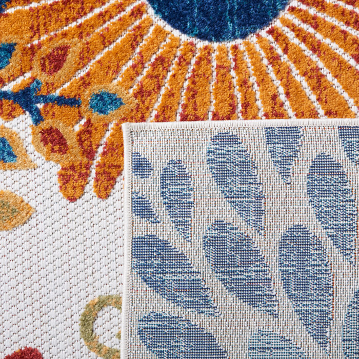 Ebern Designs Kellems Flatweave Creme / Red Indoor/Outdoor Rug